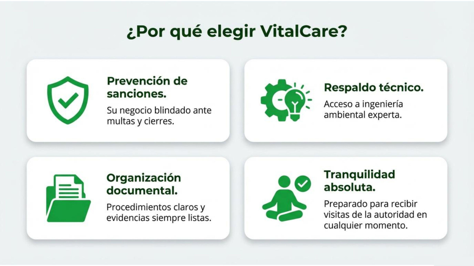 Beneficios de elegir VitalCare: prevencion, respaldo tecnico, organizacion y tranquilidad
